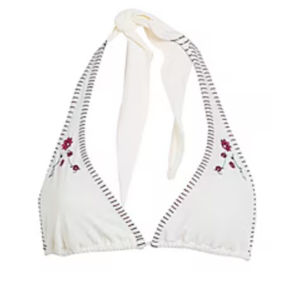 Frankie’s Bikinis - Dianna Embroidered Halter Bikini Top in Sea Fairy - S - Picture 3 of 7